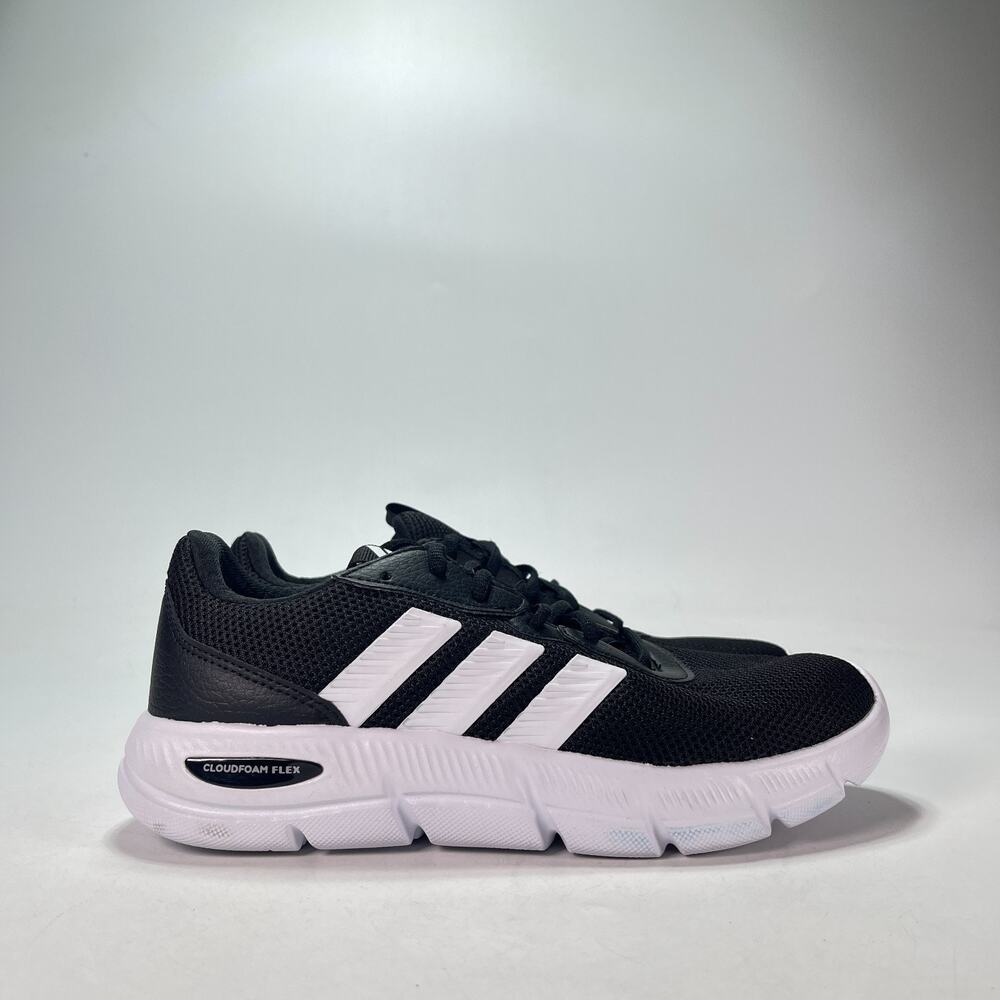 adidas Cloudfoam Flex Laces Black White Walking Shoes HQ4960 Women's Size 6.5